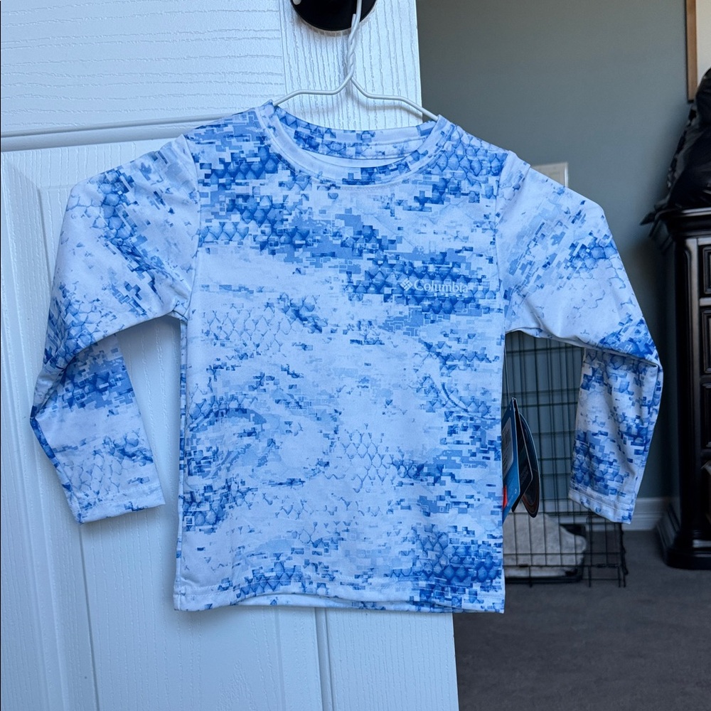 Columbia Kids Blue and White Long Sleeve UPF 50 Tee
